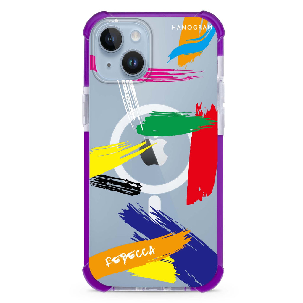 Brush Paint iPhone 15 Plus MagSafe Compatible Ultra Shockproof Case