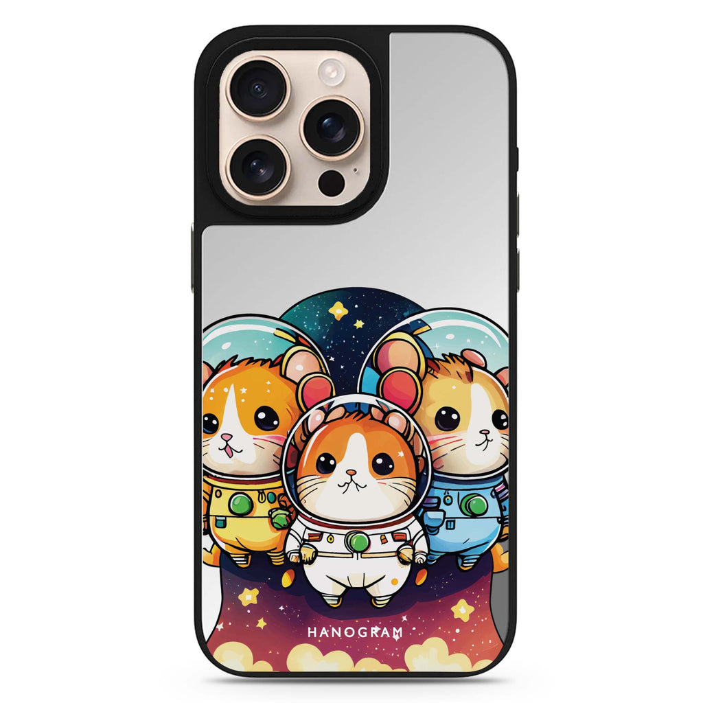 Space Squirrels celestial design iPhone 16/15/14 Pro Max & Pro mirror case