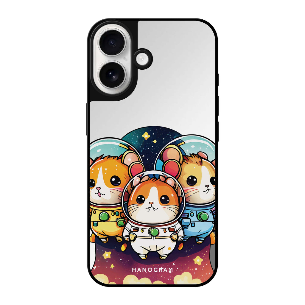 Reflective iPhone 16 Mirror Case –Space squirrels Design