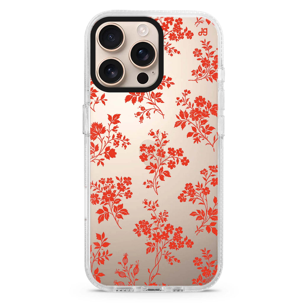 Scarlet Garden Toile iPhone 16 Pro Max Ultra Clear Case - front view
