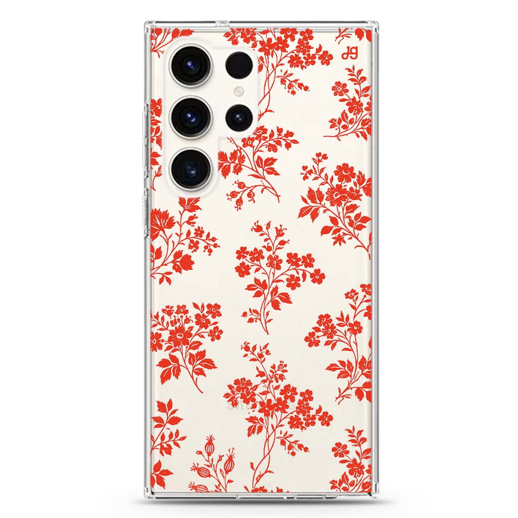 Scarlet Garden Toile Samsung Galaxy Ultra Clear Case — front view