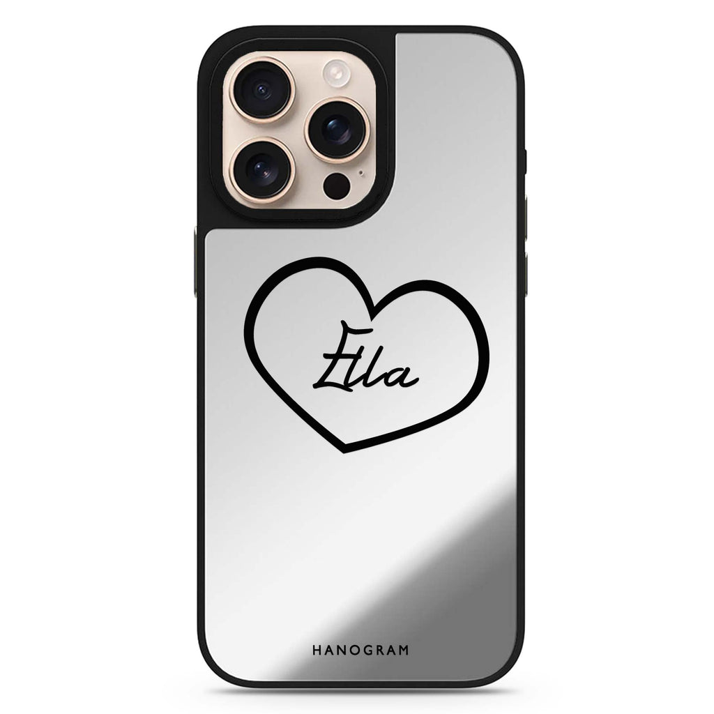 Sweet Heart Design 1 personalized name romantic design iPhone 16/15/14 Pro Max & Pro mirror case
