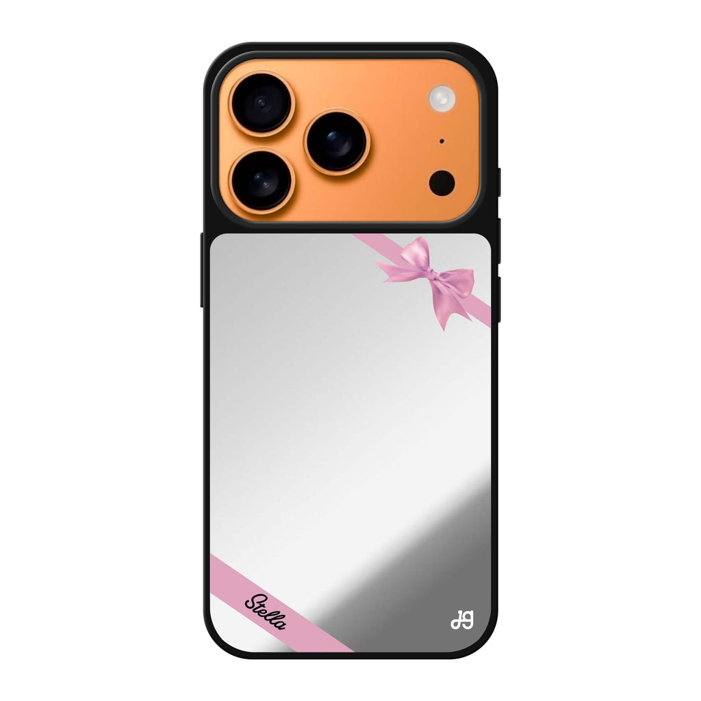 Pink Bow personalized name pink bow iPhone 17 Pro Max mirror case