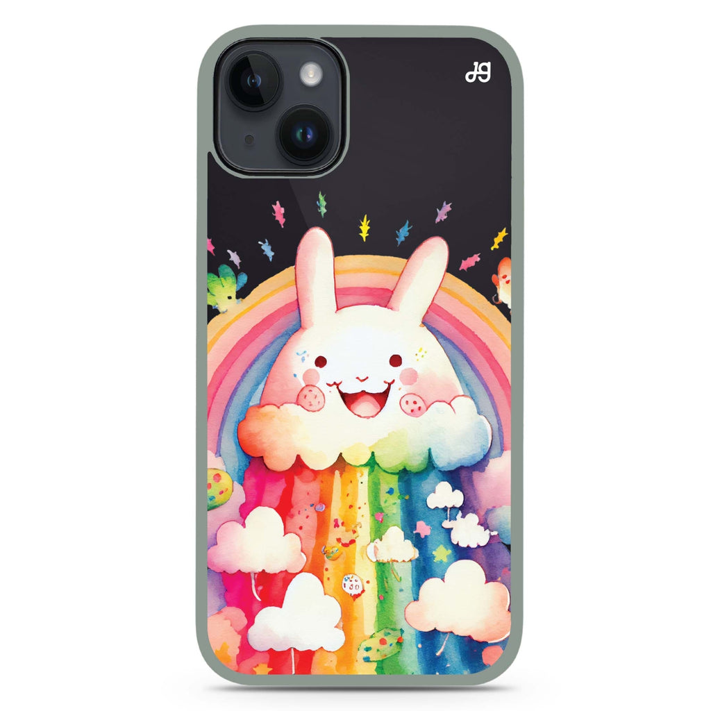 Rainbow Bunny iPhone 15 Plus Impact Guard Bumper Case