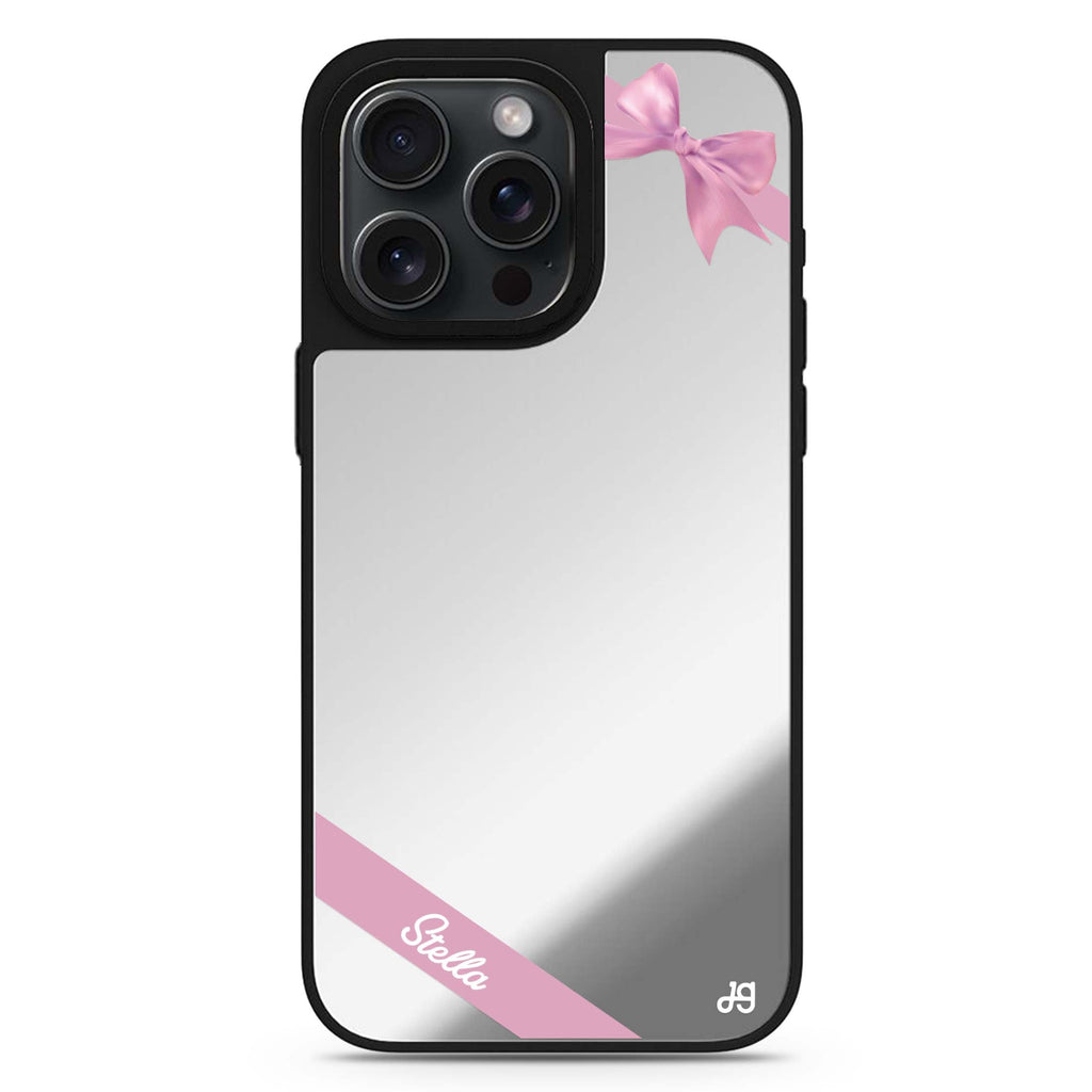 Pink Bow personalized name MagSafe mirror case for iPhone 16/15/14 Pro Max and Pro, main view