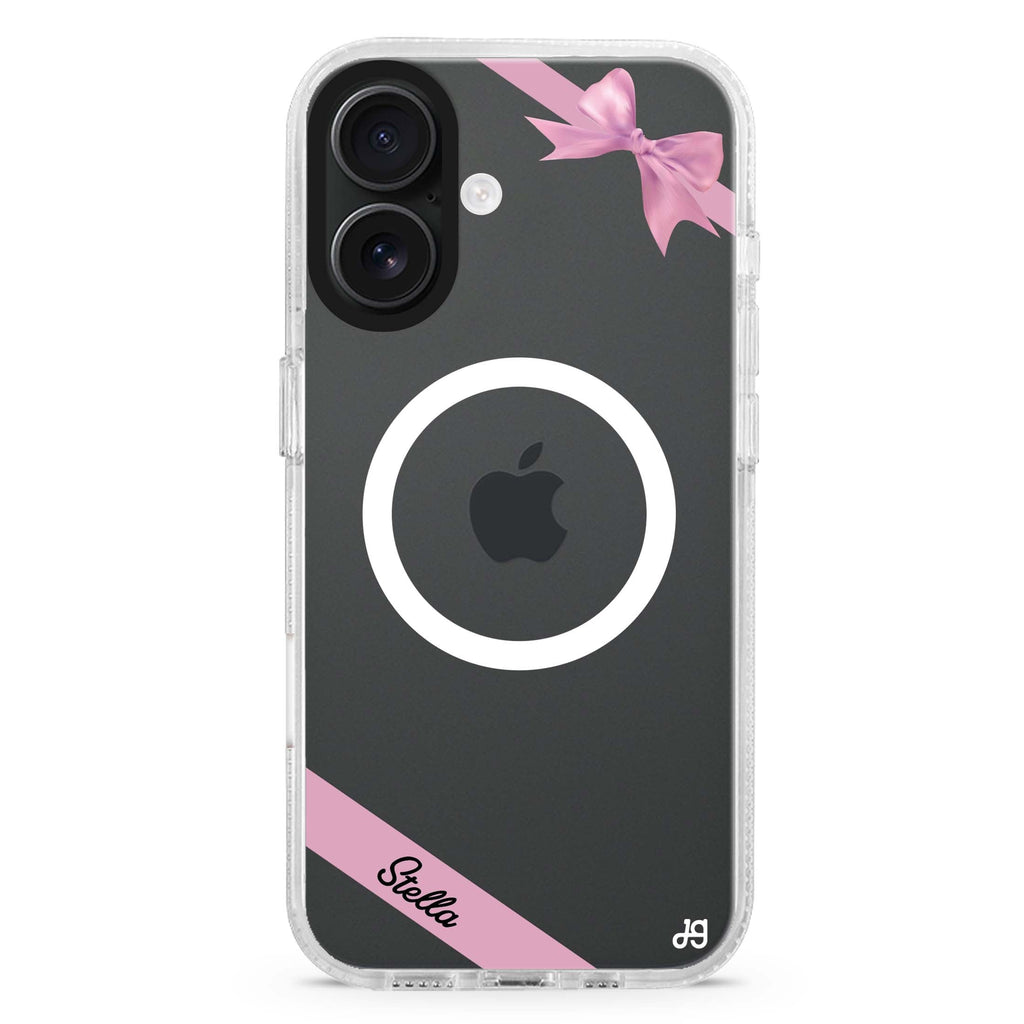 Pink Bow MagSafe Compatible iPhone 16 Ultra Clear Case - Personalized and Stylish Protection