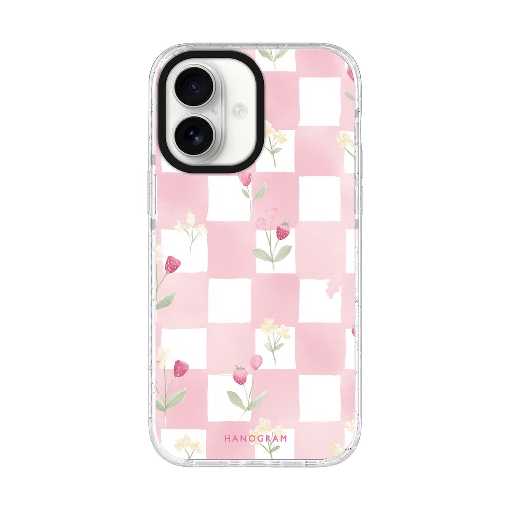 Strawberry Mist iPhone 17 ultra clear MagSafe case, front product view