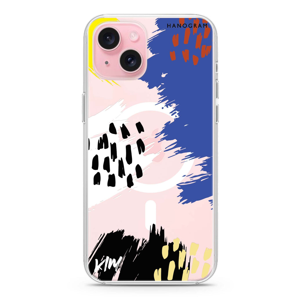 Trendy Abstract I iPhone 15 Plus MagSafe Compatible Ultra Clear Case