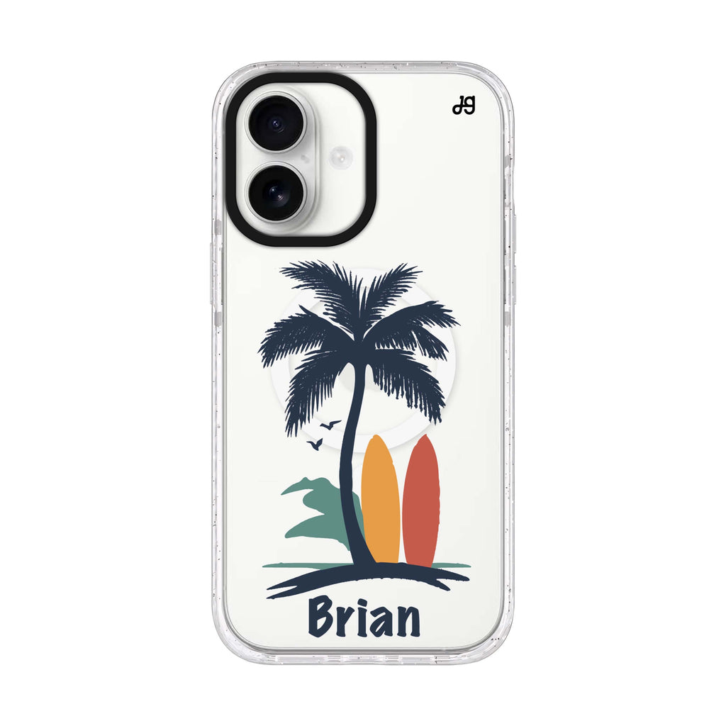 Palm & Board personalized name iPhone 17 ultra clear MagSafe case, front product view