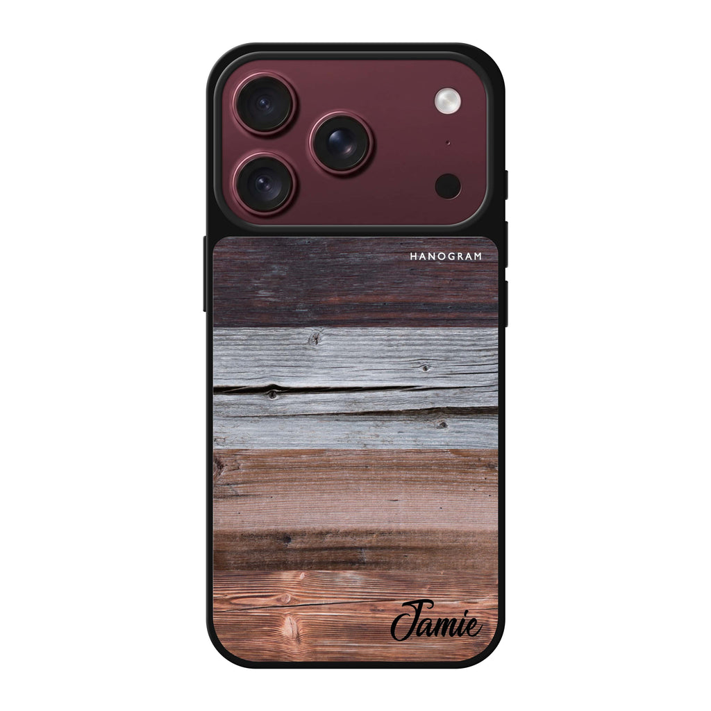 Wood Grain Varigegated personalized name nature iPhone 18 Pro Max mirror case