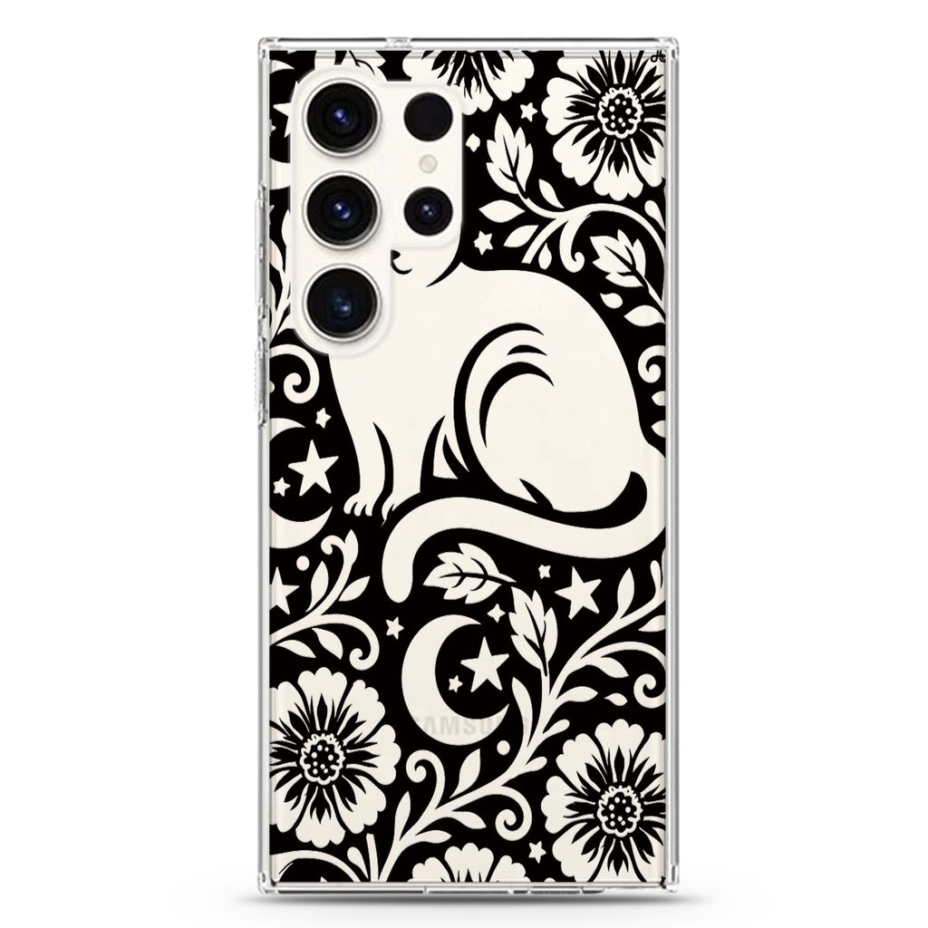 The Lunar Garden Cat Samsung Galaxy Ultra Clear Case — front view