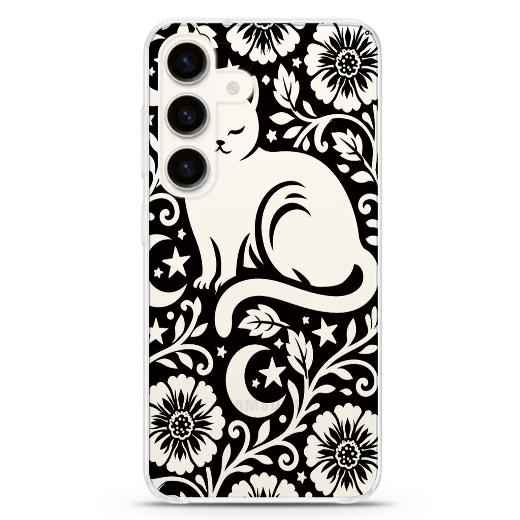 The Lunar Garden Cat Samsung Galaxy Ultra Clear Case — front view