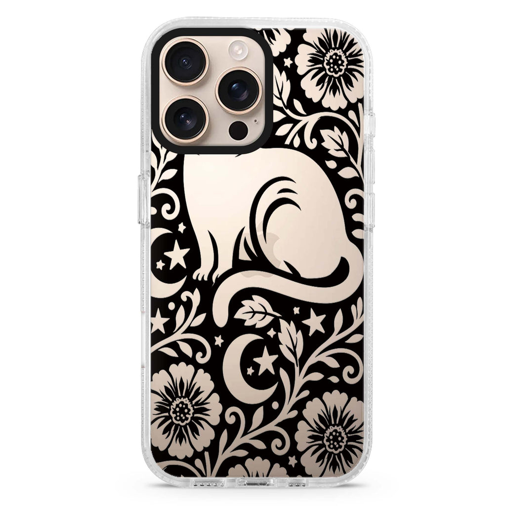 The Lunar Garden Cat iPhone 16 Pro Max Ultra Clear Case - front view