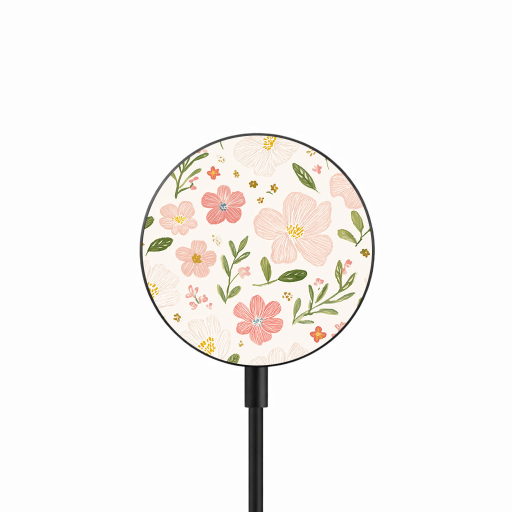 Blush Spring Florals 25W Qi2.2 magnetic wireless charger front view