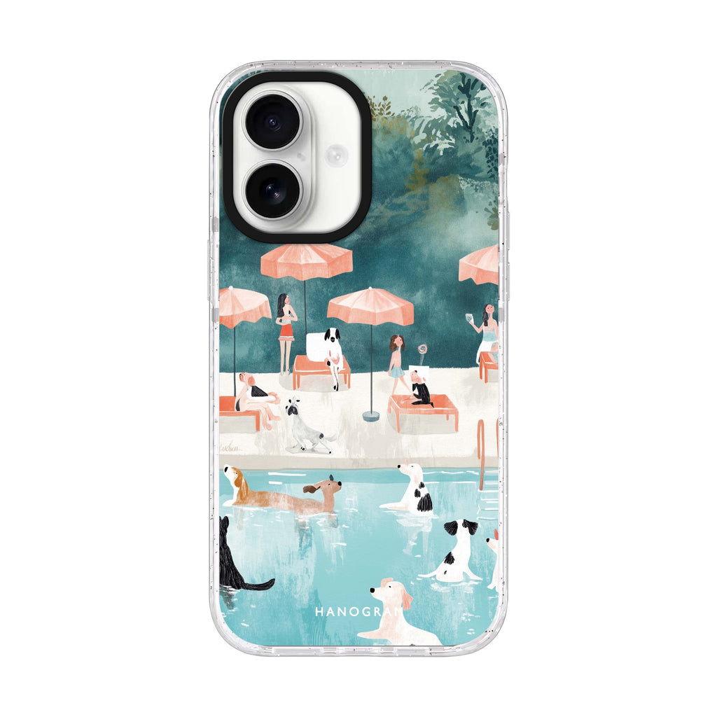 Paws by the Pool iPhone 17 ultra clear MagSafe case, front product view