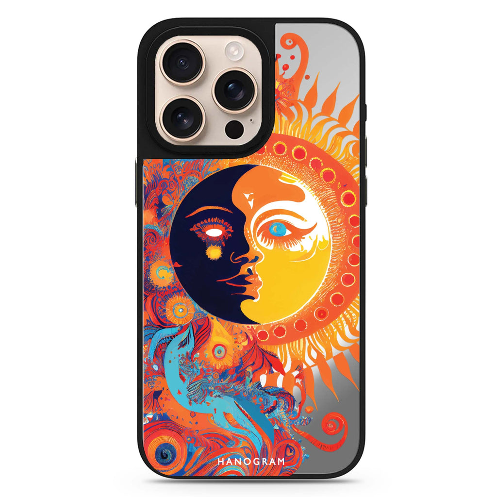 Moon & Sun celestial design iPhone 16/15/14 Pro Max & Pro mirror case