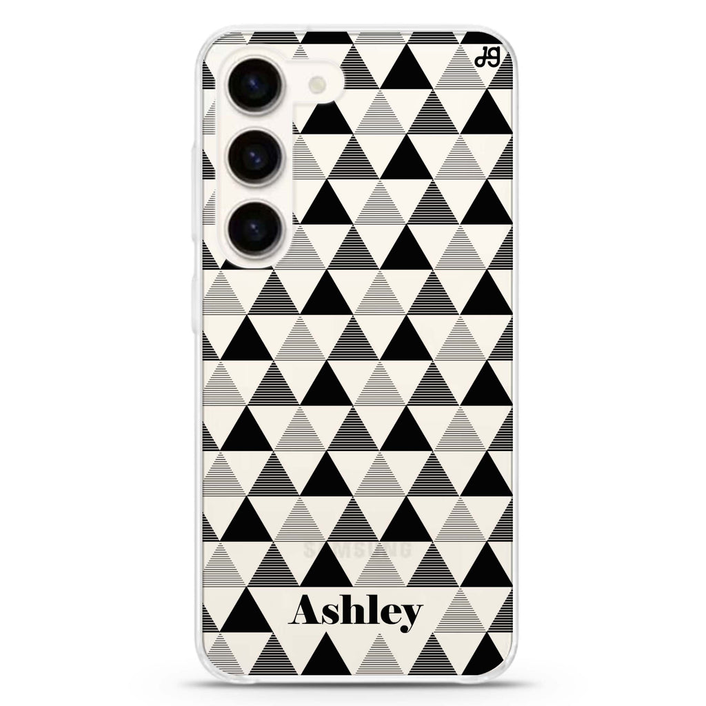 Triangles Seamless personalized ultra-clear case for Samsung Galaxy S23/S22, front view