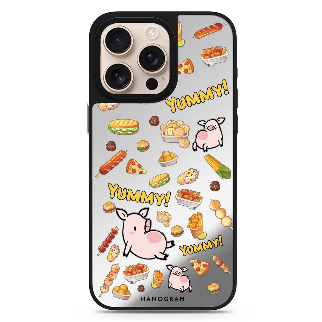 Yummy Piggy animal design iPhone 16/15/14 Pro Max & Pro mirror case