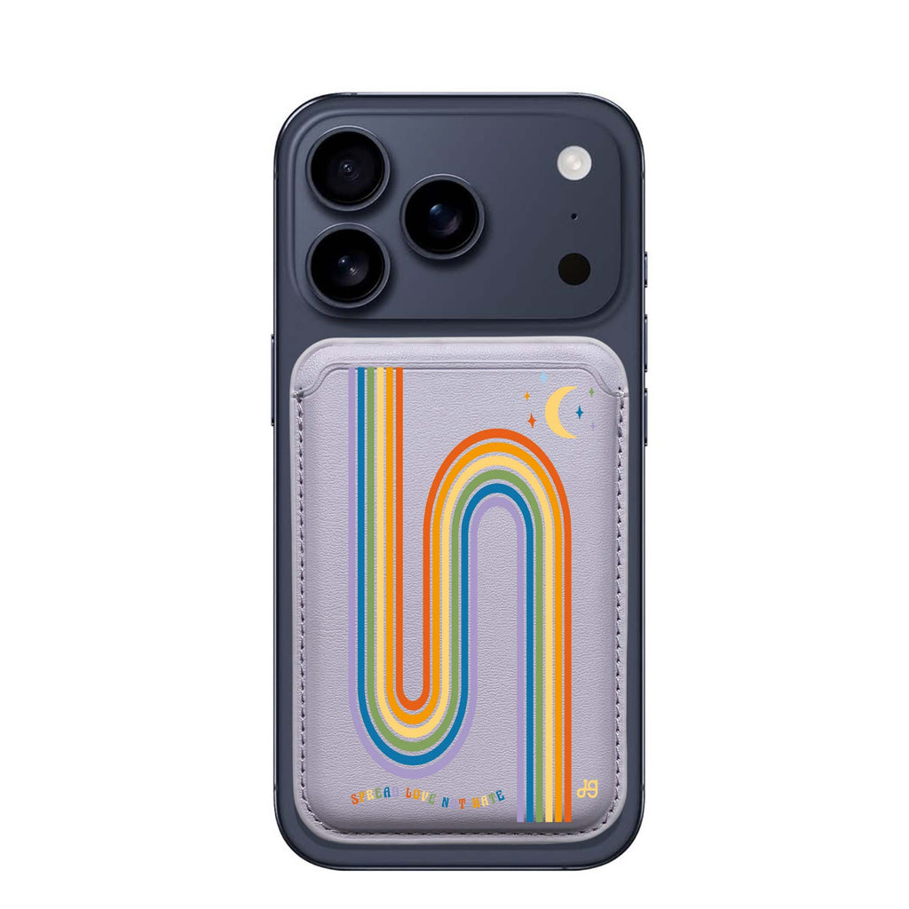 Spread Love with Rainbow MagSafe wallet for iPhone, slim magnetic card holder, main view