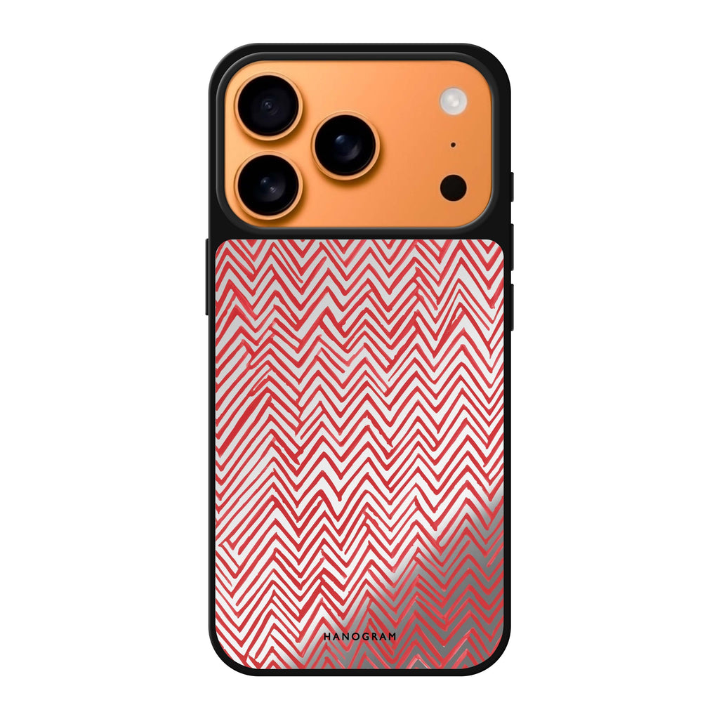 Crimson Currents red abstract iPhone 17 Pro Max mirror case