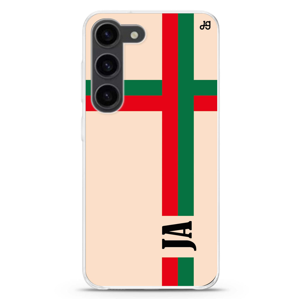 Matching Stripes personalized ultra-clear case for Samsung Galaxy S23/S22, front view