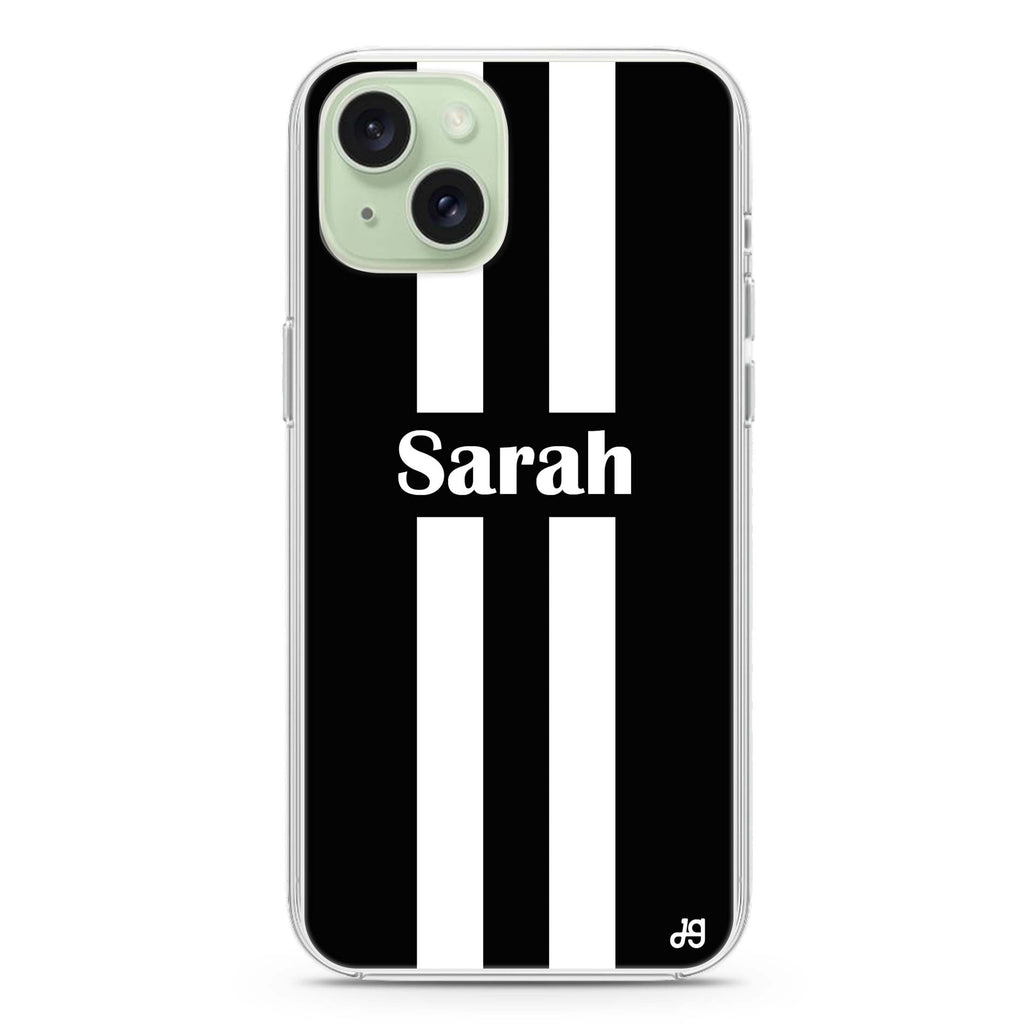 Black and white Stripes iPhone 15 plus Ultra Clear Case