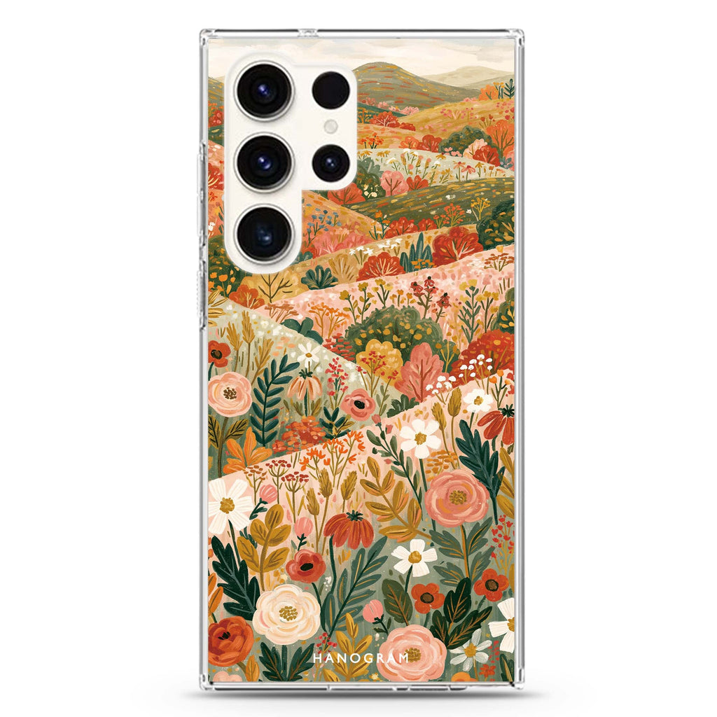 Hills Sewn with Flowers Samsung Galaxy Ultra Clear Case — front view