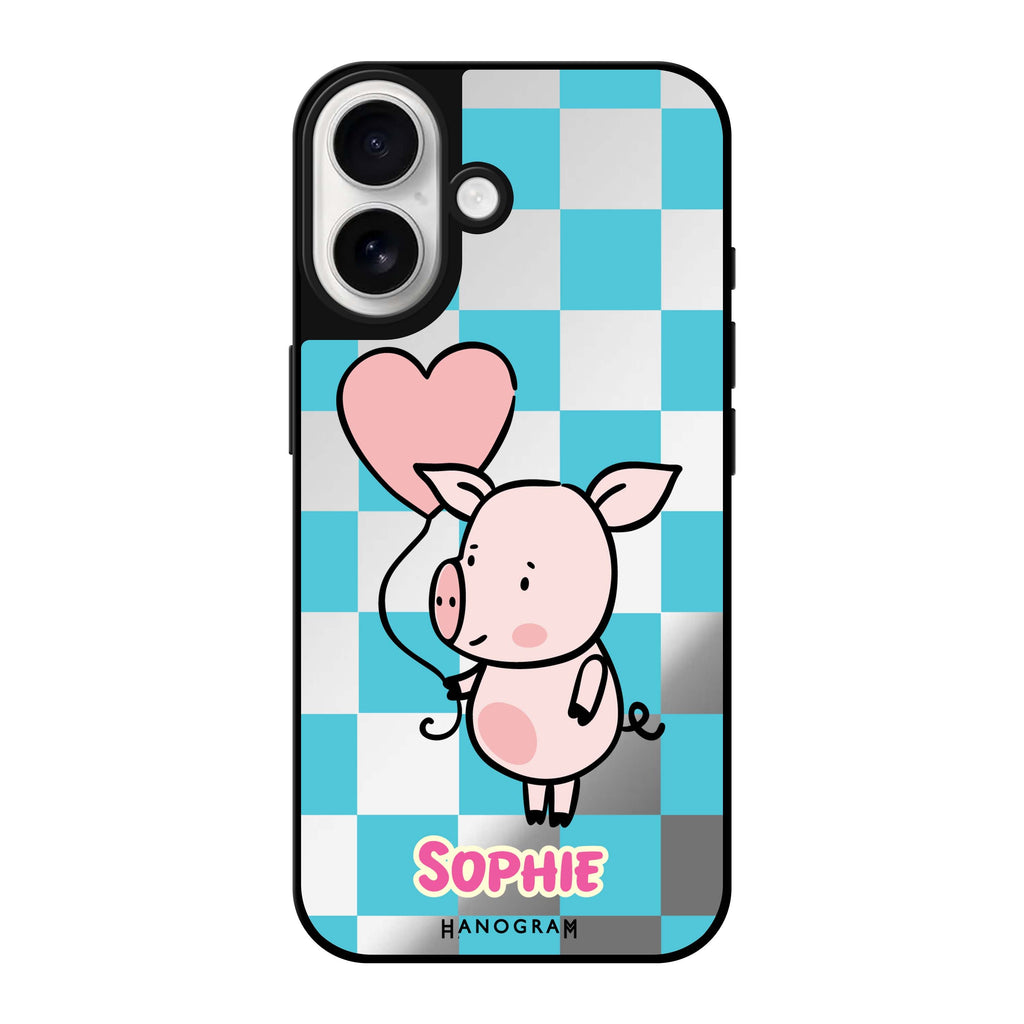 Reflective iPhone 16 Mirror Case –Sweet Pig Design