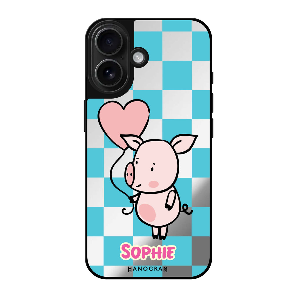 Reflective iPhone 16 Mirror Case –Sweet Pig Design