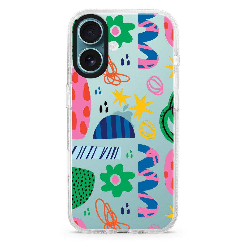 Abstract Drawing by Joe iPhone 16 and 16 Plus ultra clear case, transparent abstract pattern, front product view