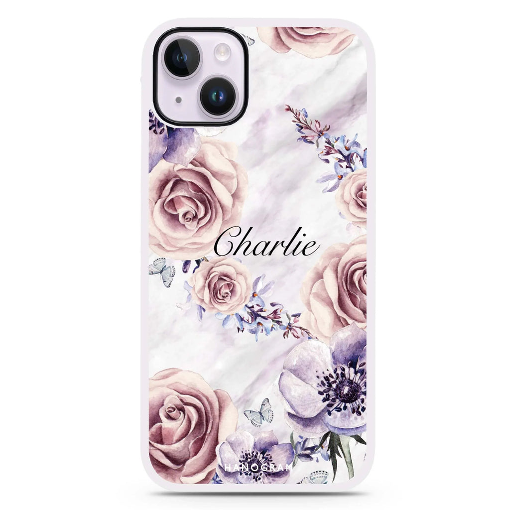 White Marble & Flower iPhone 15 Impact Guard Bumper Case