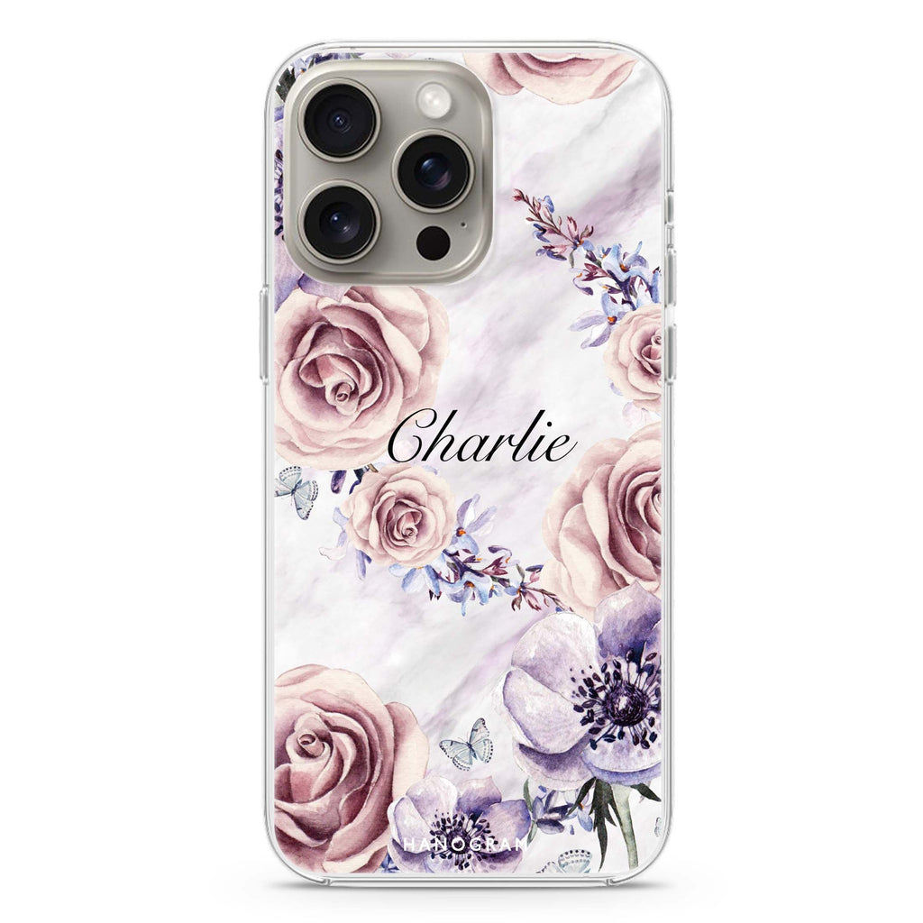 White Marble & Flower iPhone Ultra Clear Case