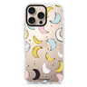 Dreamy Moon Doodles iPhone 16/15/14 Pro Max & Pro ultra clear case abstract pattern, front product view