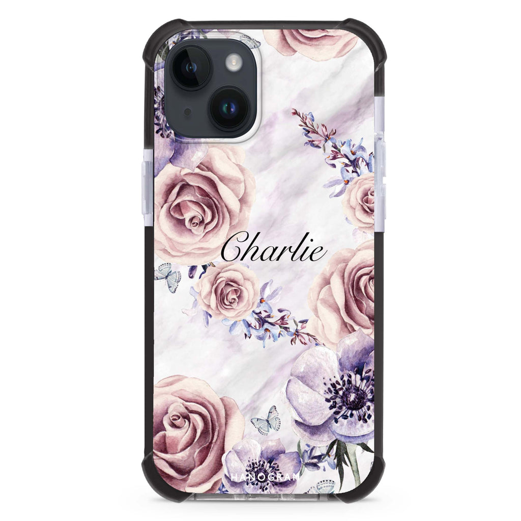 White Marble & Flower iPhone 15 Plus Ultra Shockproof Case