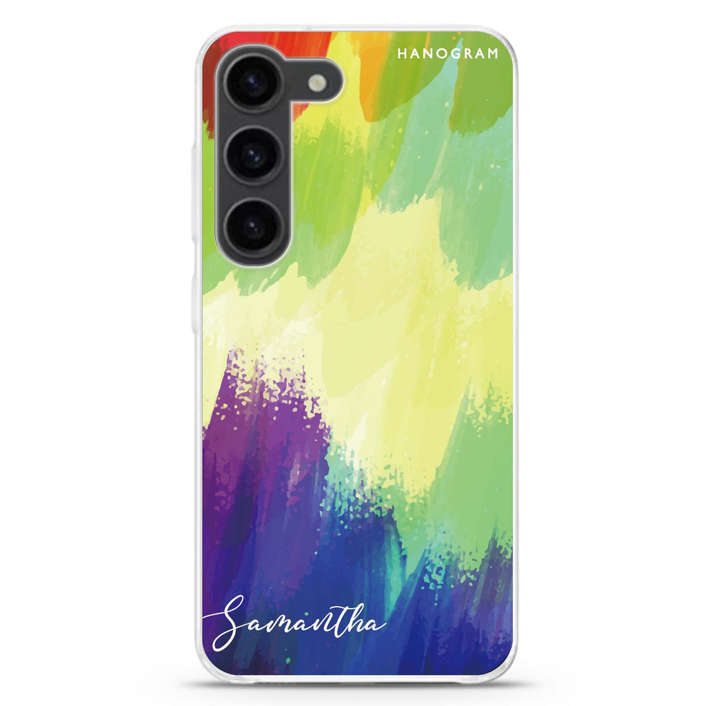 Watercolor Abstract personalized ultra-clear case for Samsung Galaxy S23/S22, front view