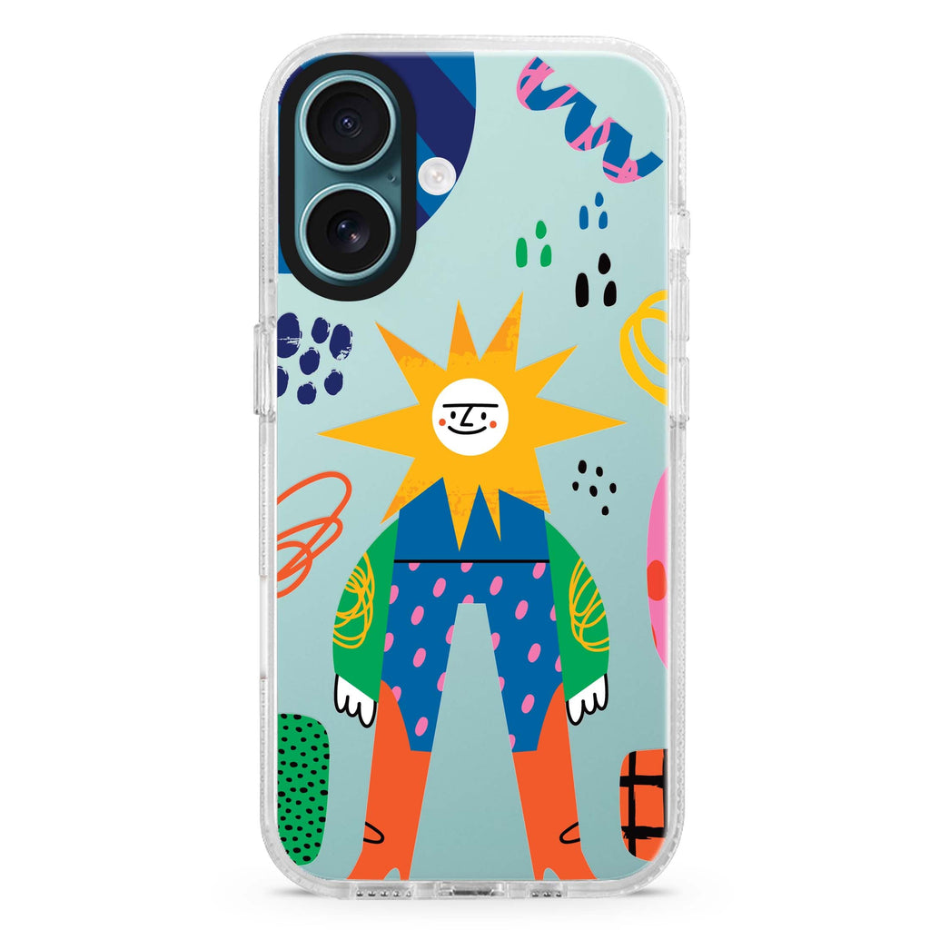 Abstract People iPhone 16 and 16 Plus ultra clear case, transparent abstract pattern, front product view