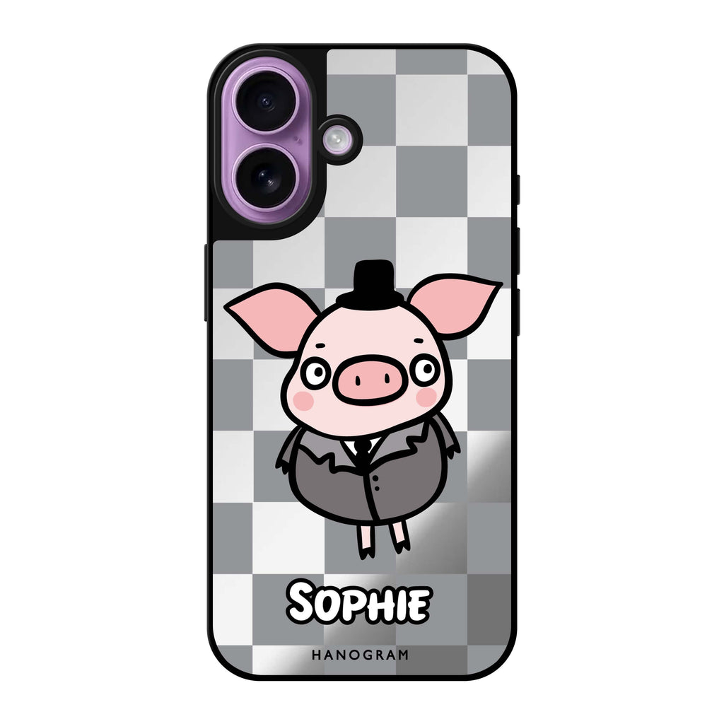 Reflective iPhone 16 Mirror Case –Handsome Pig Design