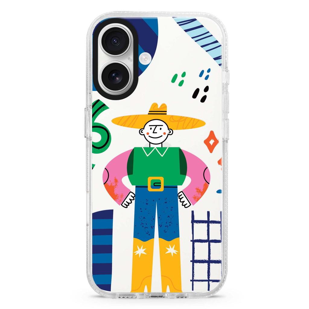 Abstract People Style 5 iPhone 16 and 16 Plus ultra clear case, transparent abstract pattern, front product view