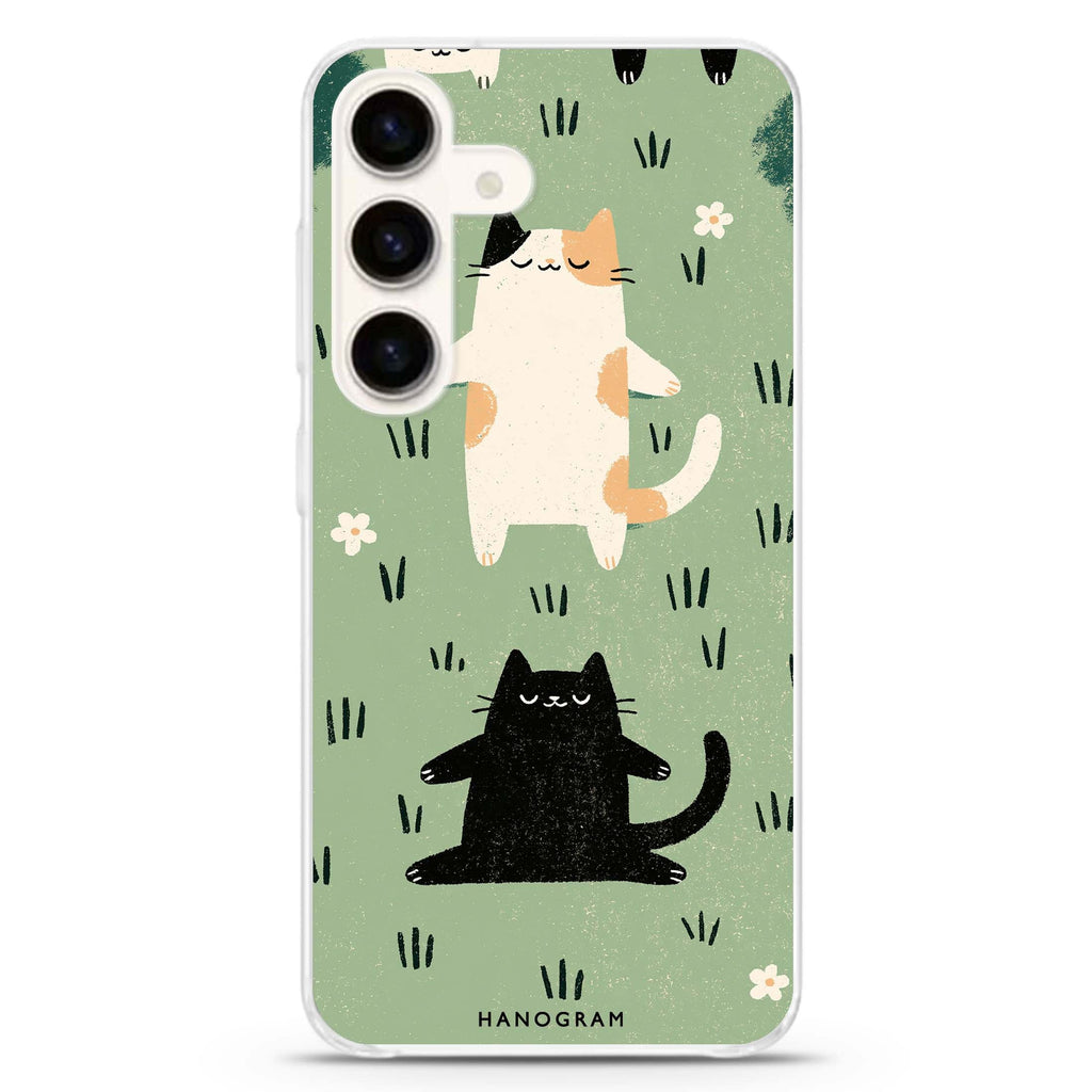 Two Cats Finding Balance Samsung Galaxy Ultra Clear Case — front view