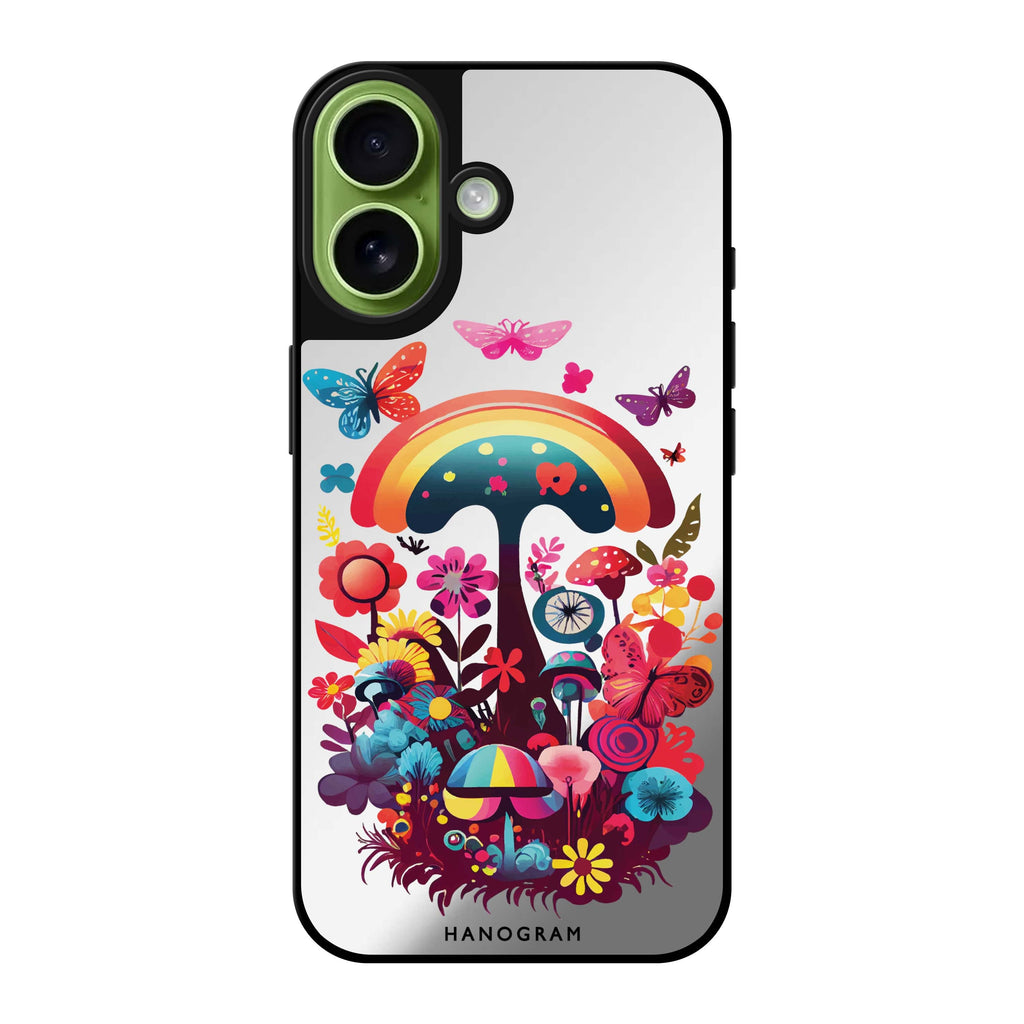 Reflective iPhone 16 Mirror Case –Magic Garden Design