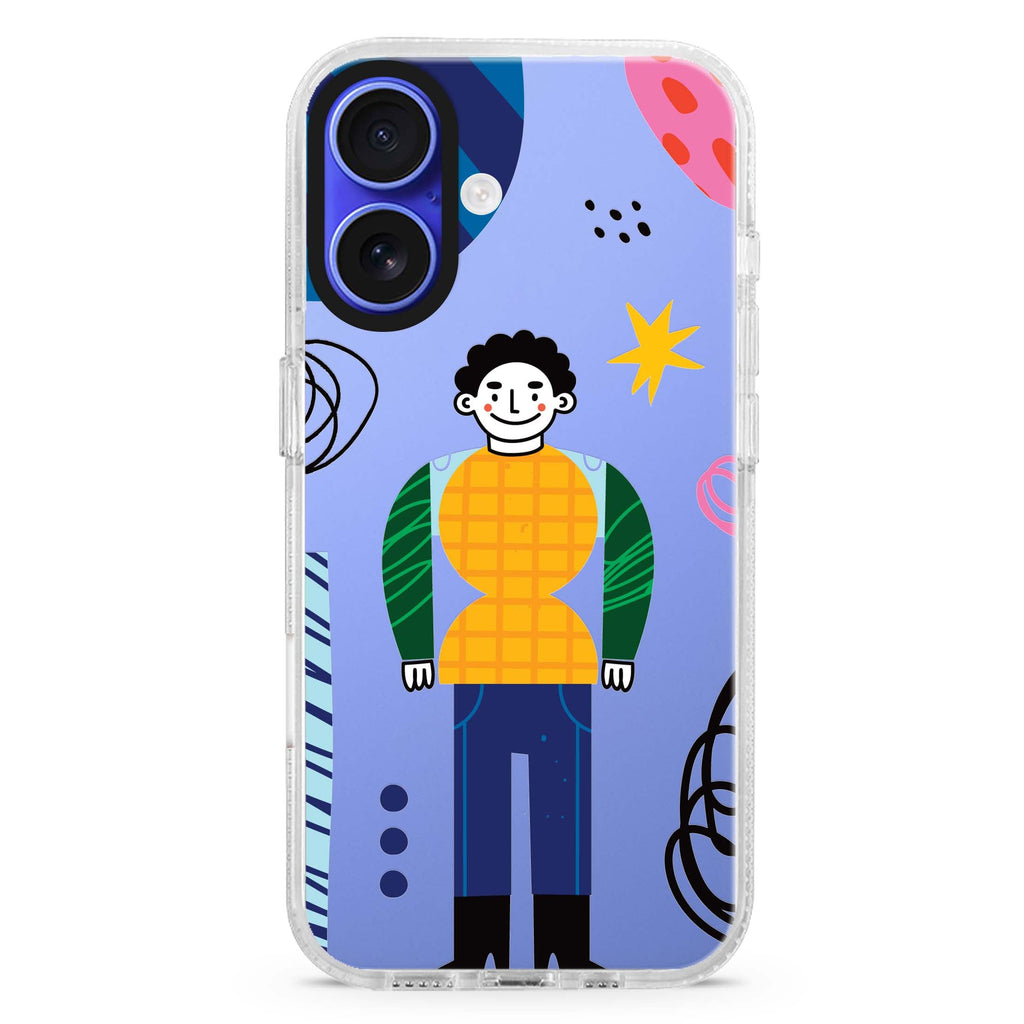 Abstract People Style 2 iPhone 16 and 16 Plus ultra clear case, transparent abstract pattern, front product view