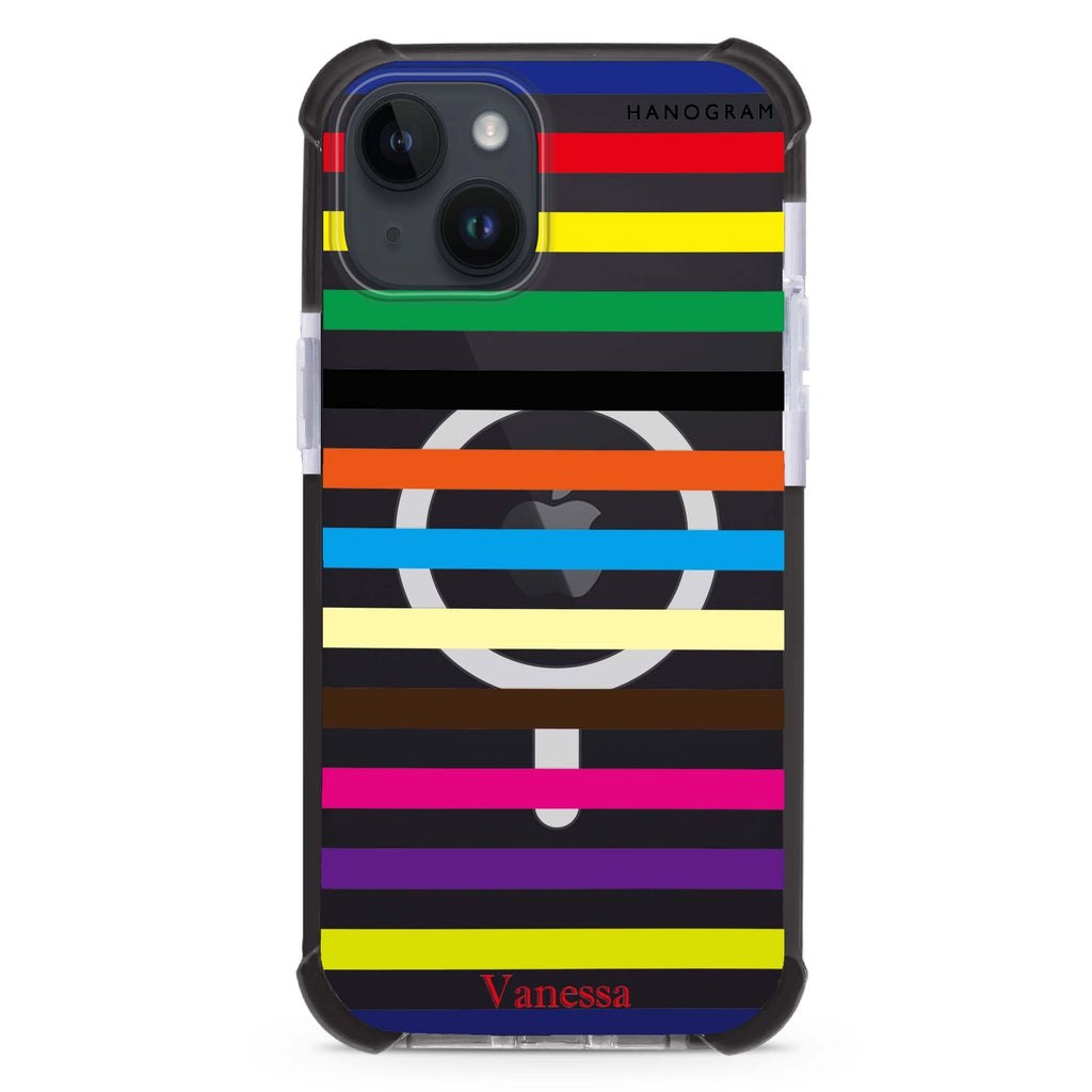 colorful stripe iPhone 15 Plus MagSafe Compatible Ultra Shockproof Case