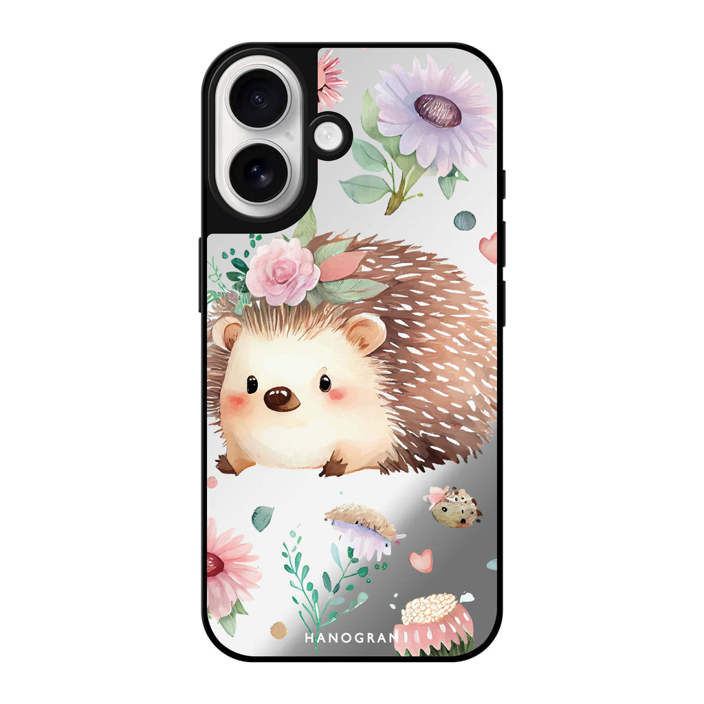 Reflective iPhone 16 Mirror Case –Hedgehog Design