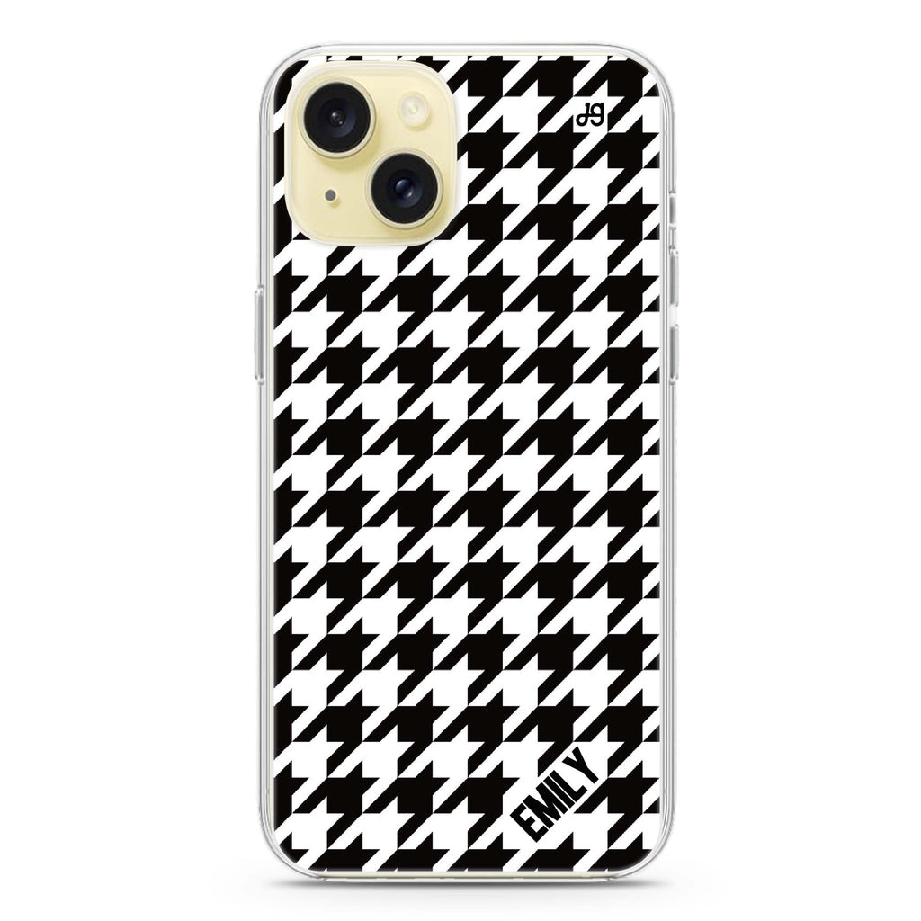 Houndstooth iPhone 15 Plus MagSafe Compatible Ultra Clear Case