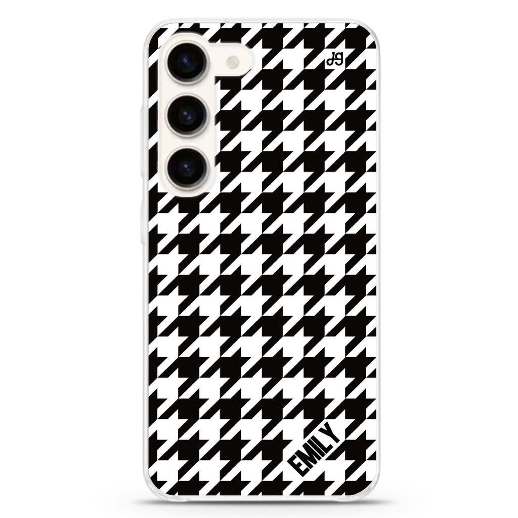 Houndstooth personalized ultra-clear case for Samsung Galaxy S23/S22, front view