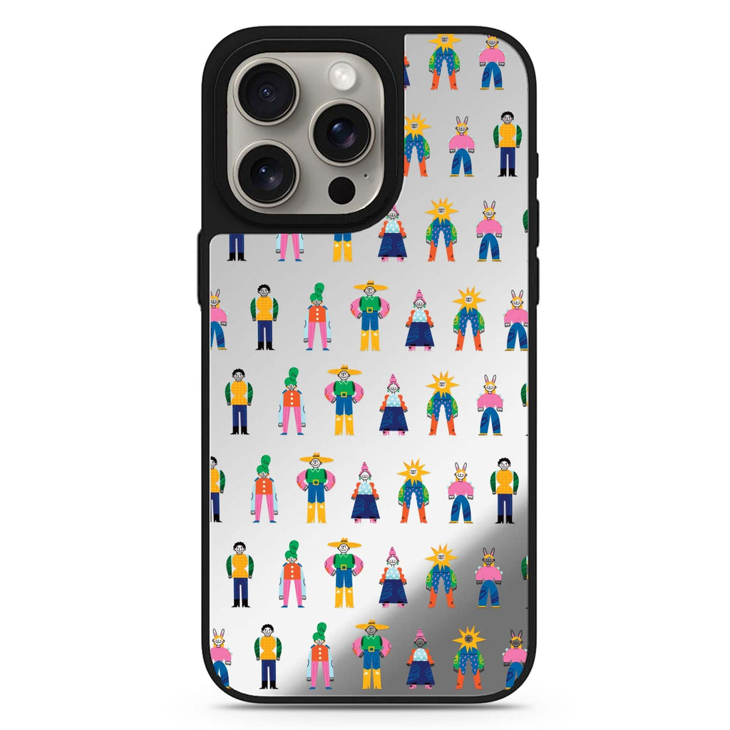 Abstract People Family MagSafe compatible mirror case for iPhone 16/15/14 Pro Max and Pro, main view