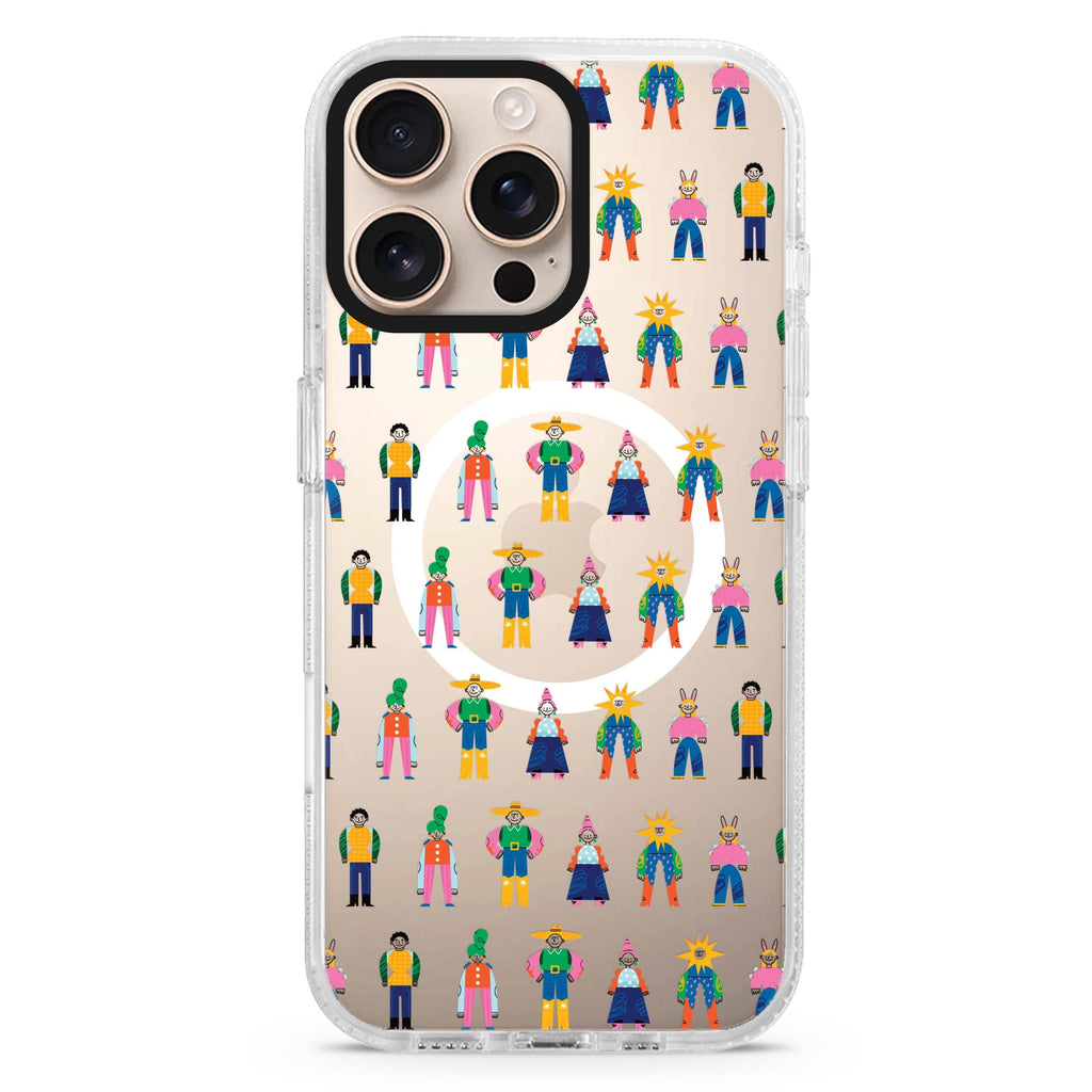Abstract People Family MagSafe Compatible iPhone 16 Pro Ultra Clear Case - Personalized and Stylish Protection