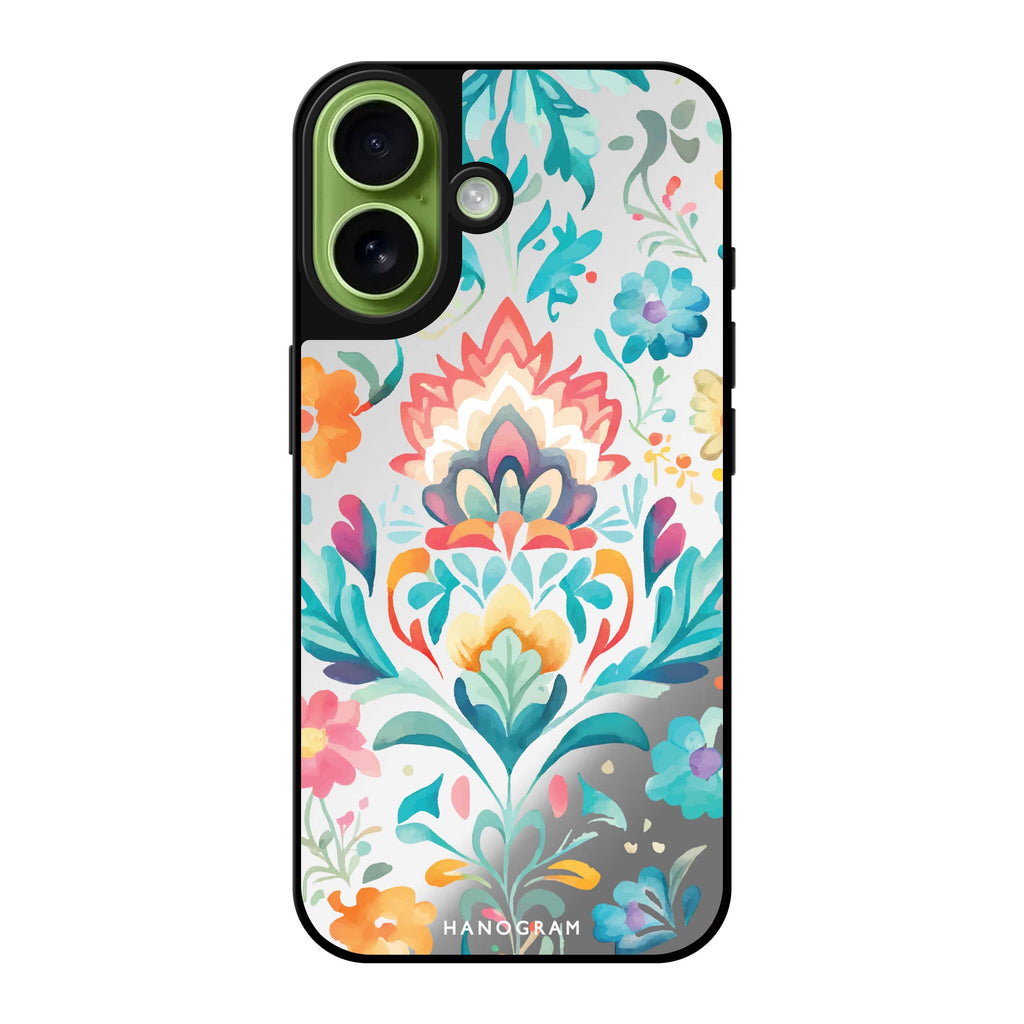 Reflective iPhone 16 Mirror Case –Watercolor Floral Design