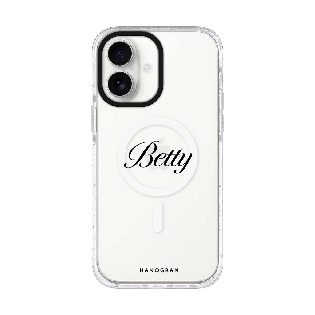 Simply Yours personalized name iPhone 17 ultra clear MagSafe case, front product view