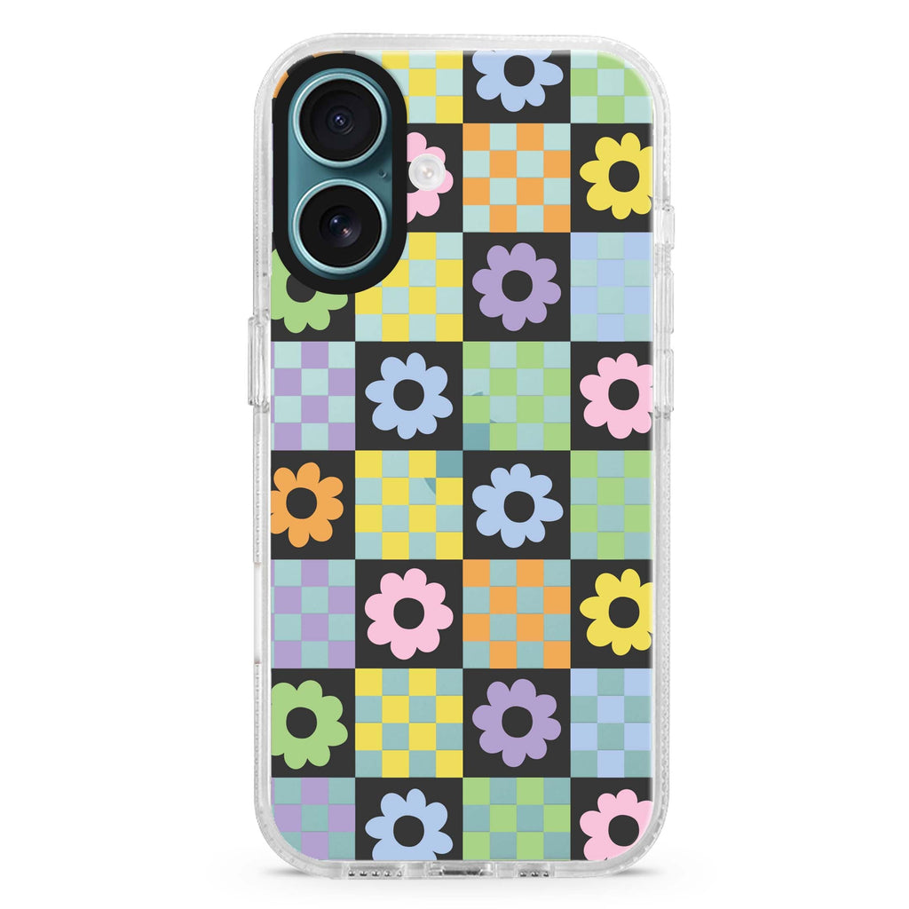 Flowers Style 4 iPhone 16 and 16 Plus ultra clear case, transparent floral artwork, front product view